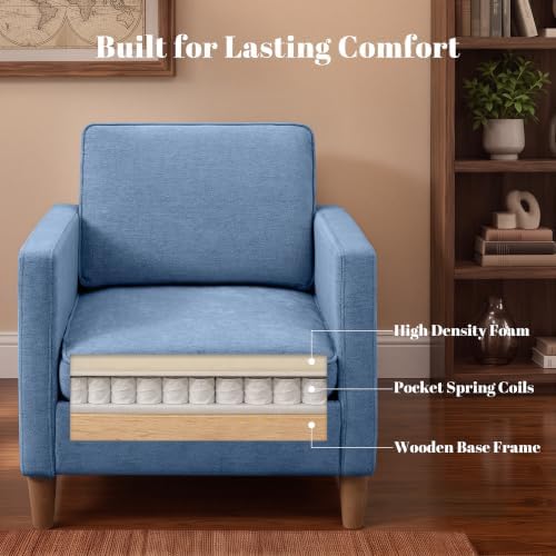 Chenille Accent Chair Mid Century Modern Reading Armchair for Living Room