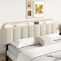 ONBRILL King Headboard Only with LED Light, Upholstered Storage Headboards