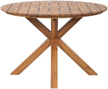 Merax 44.5 Inch Acacia Wood Round Outdoor Dining Table, Natural Finish