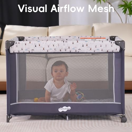 Pamo Babe Pack and Play with Bassinet, Portable Playard for Baby