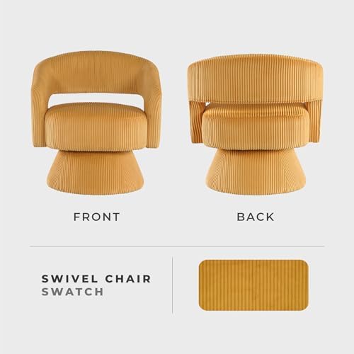 Lexicon Modern Comfy Corduroy 360 Degree Swivel Accent Chair, Yellow