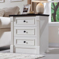 Aitjunz 26" Tall Nightstand w/Charging Station, 3 Drawers, Antique White
