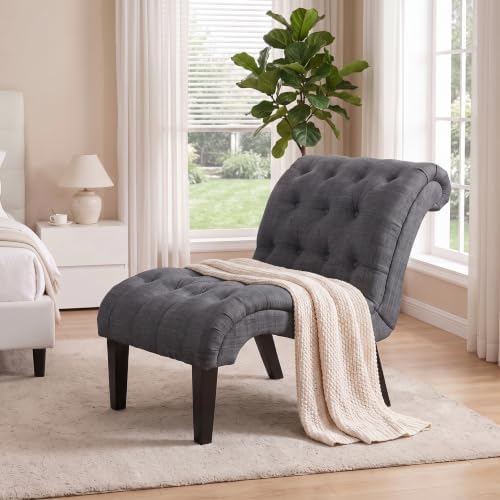 Mid Century Modern Accent Chair, Button Tufted Upholstered Chair