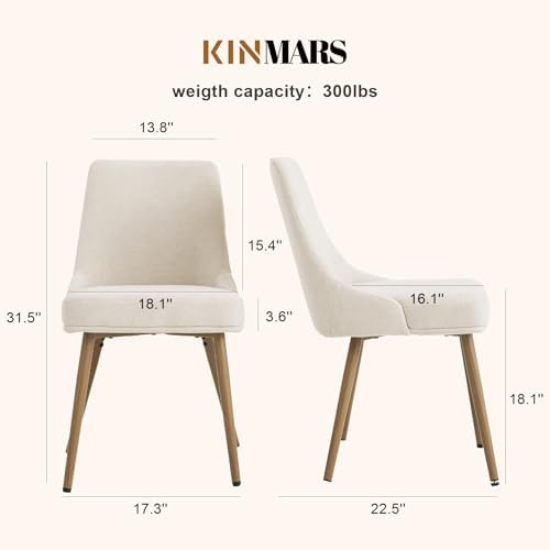 kinmars Kitchen & Dining Upholstered Dining Chairs Set of 2, Beige