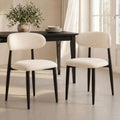 UVV Dining Chairs Set of 2, Metal Kitchen Chairs with Modern Fabric Upholstered for Dining Room, Beige