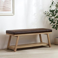 45" Entryway Bench Upholstered Storage Bench for Bedroom(PU-Brown)