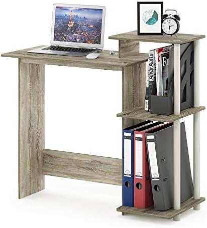 Furinno EFFICIENT Desk, 28.6" Wide Gaming Desk with 3 Open Side Shelves, Laptop Notebook Computer Desk, Office Desk for Home Office, Study Room, Dorm, Bedroom, Sonoma Oak