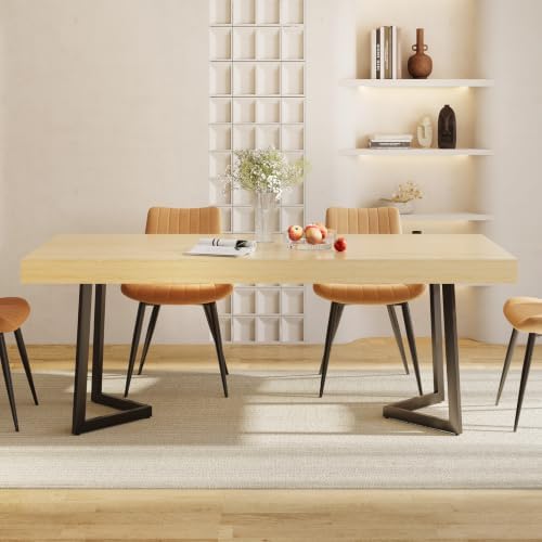 70.9" Rectangle Industrial Dining Table for 6-8, Metal Frame
