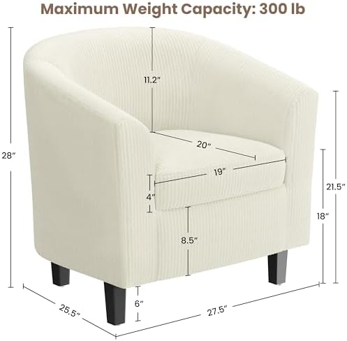 Yaheetech Accent Chairs Set of 2, Corduroy Barrel Armchairs Beige