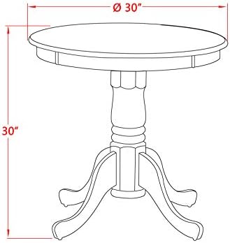 East West Furniture EMT-OMA-TP Eden Dining Room Table - a Round kitchen Table Top with Pedestal Base, 30x30 Inch, Oak & Mahogany