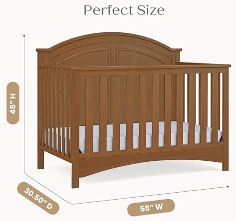 Delta Children Perry 6-in-1 Convertible Crib & Mattress, Chestnut