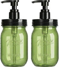 Amolliar Plastic Mason Jar Soap Dispenser with Pump Lid 16OZ - 2Pack Green