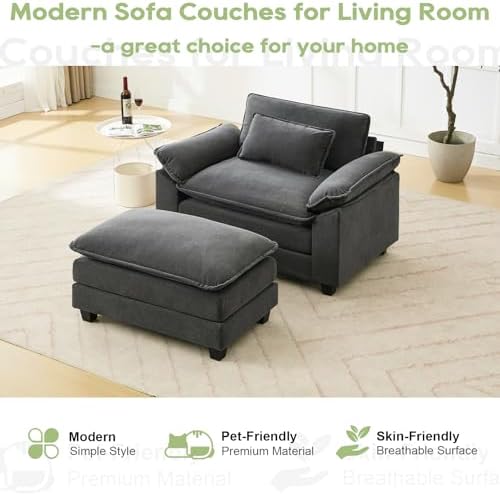 Oprisen 53" Modular Sectional Sofa, Comfy Deep Cloud Couch with Ottoman