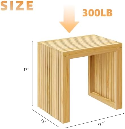 Bamboo Dining Bench, 18'' Slatted Design Entryway Bench, Natural