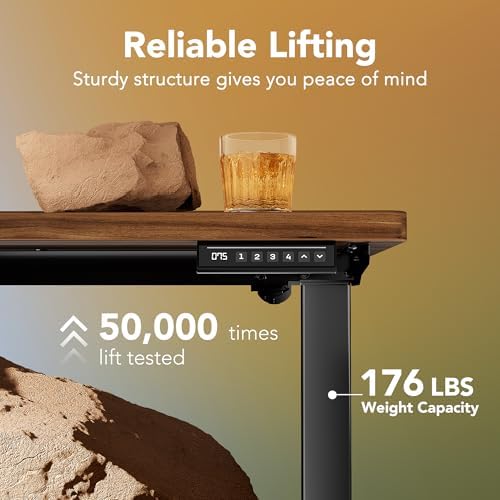 HUANUO 71x30 Inch Electric Standing Desk, Height Adjustable, Black Walnut