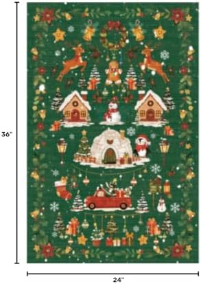 Christmas 2x3 Entryway Area Rug - Non Slip Washable Winter Green Doormat Indoor Soft Low Pile Decorative Floor Mat for Kitchen Bathroom Living Room Bedroom Holiday Home Decor Gift（2x3，Green ）