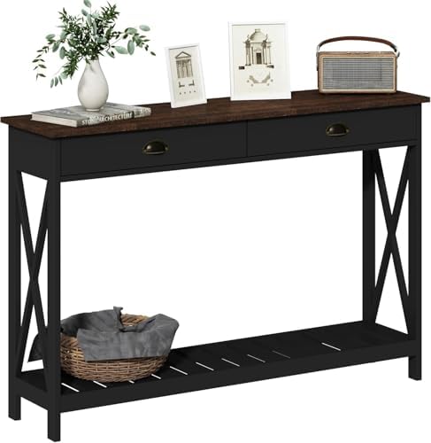 ChooChoo Console Table with Drawer for Entryway with Stable X Supports