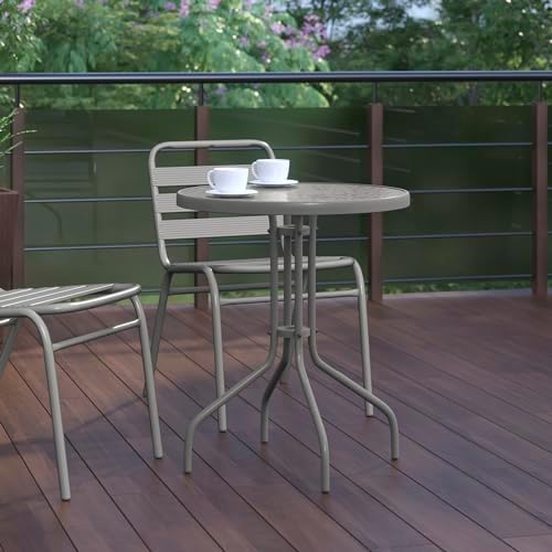 Flash Furniture 23.75 in Round Table, Silver