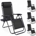 NEWBULIG Zero Gravity Chairs Set of 4, Folding Lounge Recliner Chair