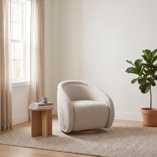 COLAMY Swivel Accent Chair, 33.5" H Modern Barrel Armchair with 5.1" Thick Cushion, Fully Assembled 360 Concealed Swivel Club Chair for Living Room, Bedroom Reading Nook & Nursery, Light Grey