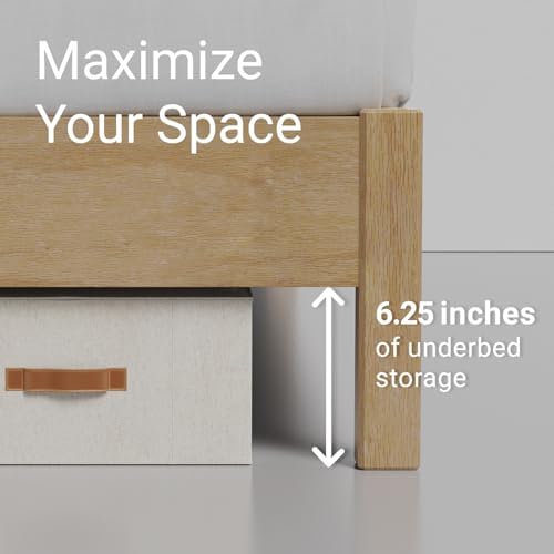 LIFEMENT Signature Wood Platform Bed Frame with Headboard, Essential, Noise Free, Under Bed Storage, No Box Spring Needed, Easy Assembly (Natural, Full)
