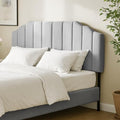 Upholstered Headboard for Full/Queen Beds - Arched Headboard & Bed Frame Mount, Adjustable Height, Velvet Tufted Modern Vertical Channel Design (Gray, Queen (U.S. Standard))