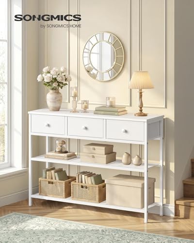 SONGMICS Console Table with 3 Fabric Drawers, Narrow Entryway Furniture