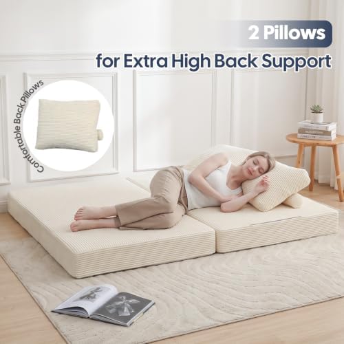 COMAX Convertible Futon Sofa Bed, 59" Folding Boneless Loveseat Small Couch