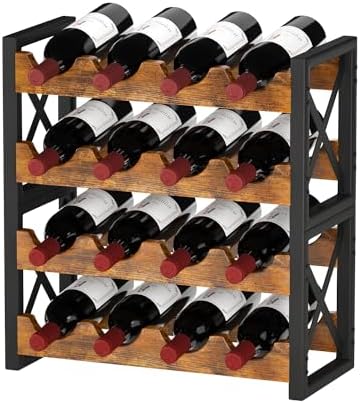 Homeiju 2-in-1 Wine Rack Countertop, Small Wine Rack Organizer Holder, Wooden Wine Rack Inserts for Cabinet, Stackable Wine Rack for Kitchen,Home Bar