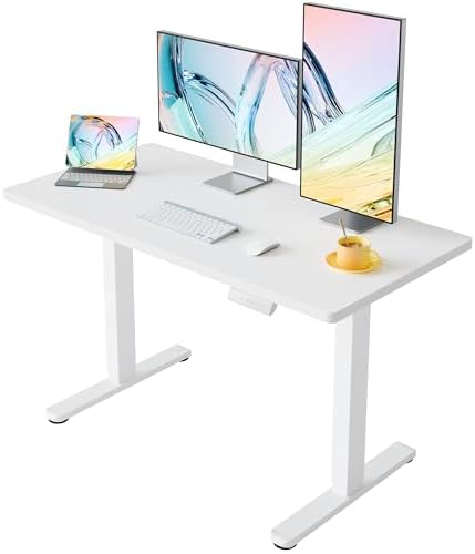 HUANUO 55x28 Inch Electric Standing Desk, Height Adjustable, White