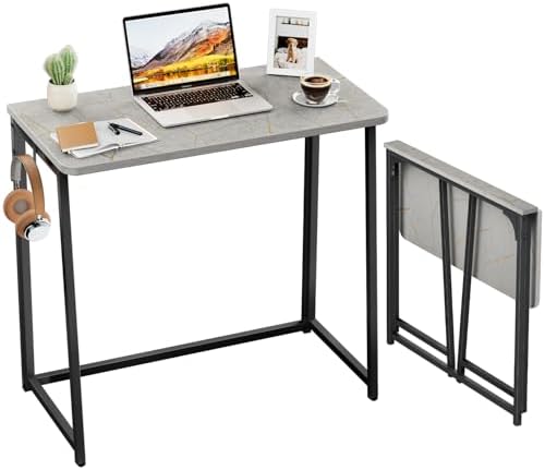 WOHOMO Folding Desk, 31.5" Foldable Computer Table for Small Spaces, Grey