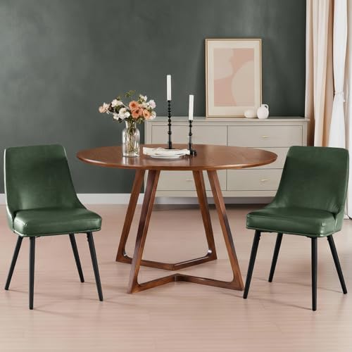 kinmars Kitchen & Dining Leather Dining Chairs Set of 2, Green