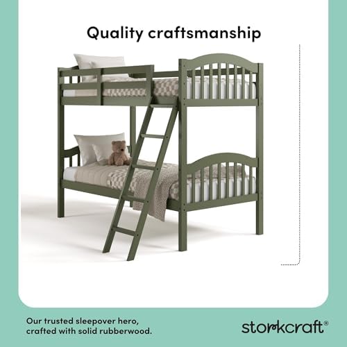 Storkcraft Long Horn Twin-Over-Twin Bunk Bed, Olive