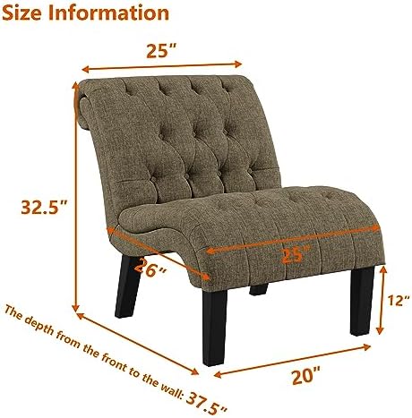 Accent Chairs Set of 2 Modern Armless Living Room Bedroom Side Chairs Button Tufted Upholstered Leisure Chair with Wood Legs
