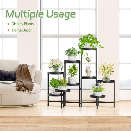 iDavosic.ly Plant Stand Indoor Outdoor, 9 Tier Metal Corner Shelf, Black