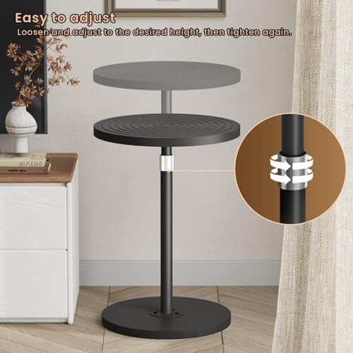 Asgolion Small Round Side Table, Adjustable-Height Drink Table