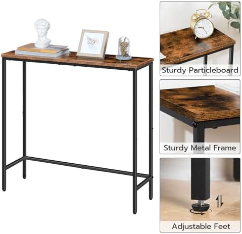 HOOBRO 2 Pack Narrow Console Table, 29.5" Small Entryway Table, Thin Long Sofa Side Display Table, for Hallway, Bedroom, Living Room, Foyer, Rustic Brown and Black BF75XGP201