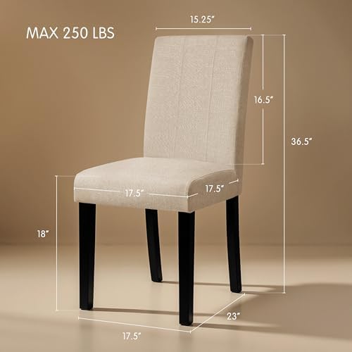 HOMYZOO Dining Chairs Set of 8, Upholstered Dining Room Chairs with Padded Seat & Solid Wood Legs, Modern Farmhouse Kitchen Chairs for Living Room/Restaurant/Cafe, Oatmeal