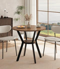MECHYIN 31.5" Round Dining Table for 2-4, Small Kitchen Table with Storage