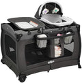 Pamo Babe Pack and Play 4-in-1 Baby Playard with Bassinet & Changing Table, Foldable Portable Playpen with Mattress, Travel Crib for Newborn to Toddler 0-36M-Black
