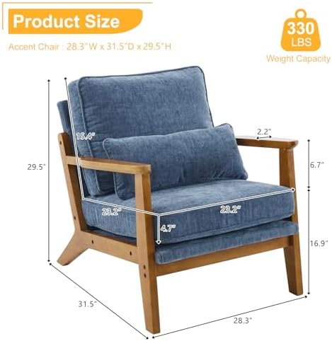 Karl home Mid-Century Lounge Accent Chair, Dusty-Blue