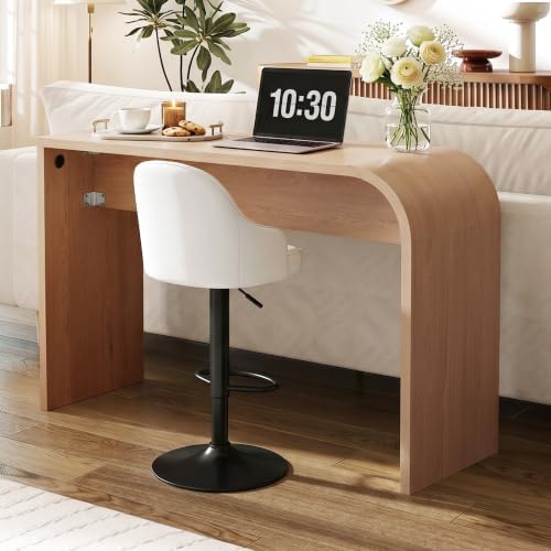 Curved Counter Height Bar Table, Narrow High Top Pub Dining Table - Natural
