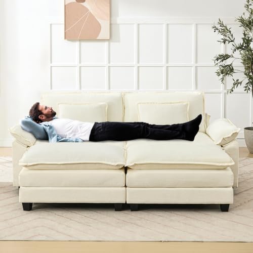 Oprisen 86" Modular Sectional Sofa, Comfy Deep Cloud Couch with Ottoman