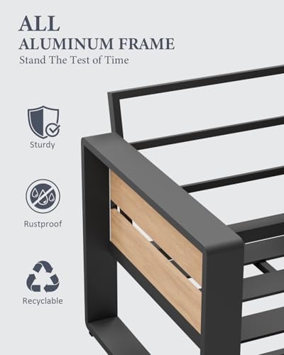 ZANDOR Aluminum Outdoor Patio Furniture-1 Pcs Loveseat,Dark Gray