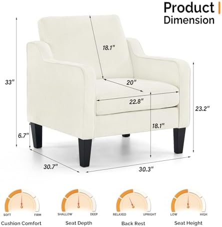 VINGLI Accent Chairs Set of 2, Modern Traditional Armchair for Living Room