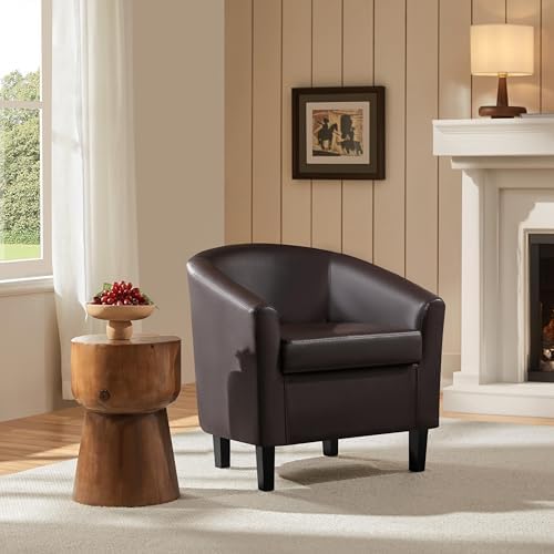 Topeakmart Faux Leather Accent Chair, 300 lb Cap, Espresso