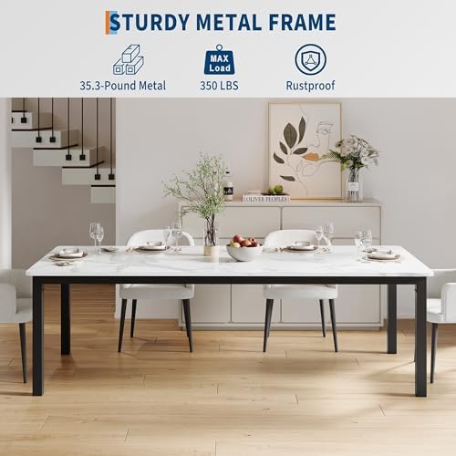 GarveeHome 78in Industrial Dining Table for 6-8 People, Long Kitchen Table