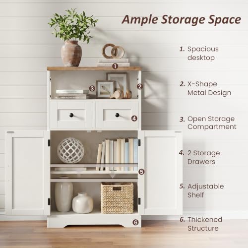 Farmhouse Storage Cabinet Set of 2, Small Kitchen Pantry Coffee Bar Cabinet