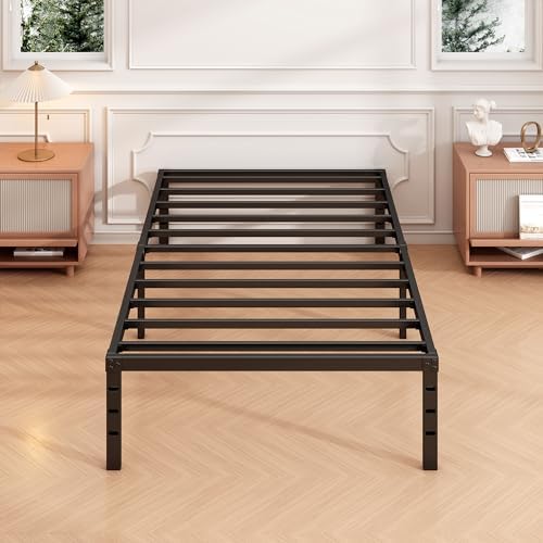 Hafenpo 16 Inch Twin Bed Frame, Under Bed Storage, Black