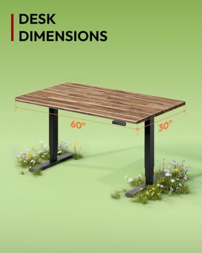 SANODESK Large Solid Wood Standing Desk Dual Motor 59.4"x29.5" Walnut/Black